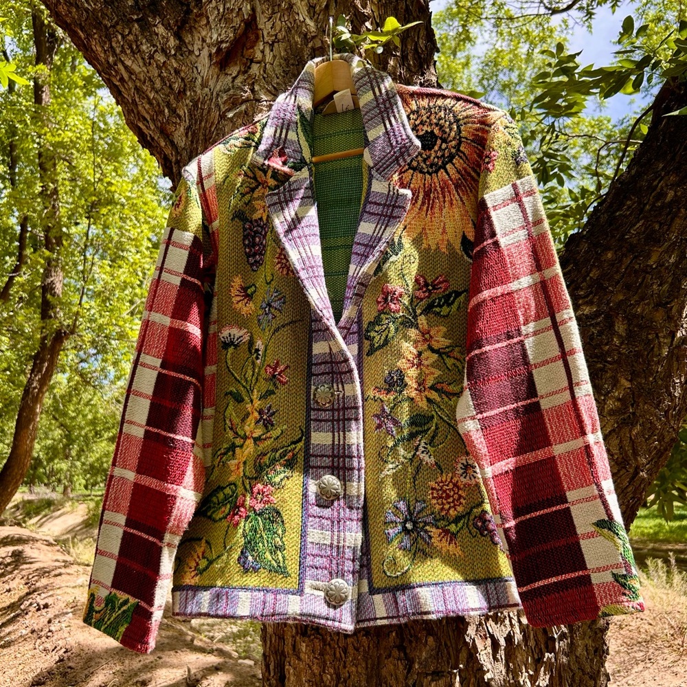 Vintage 90s Painted Pony Garden Cottage Plaided Blazer Size One Size Women’s